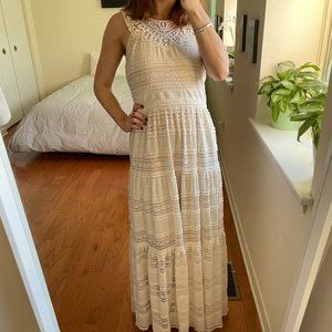 Eliza J Tiered Lace Maxi Dress White 